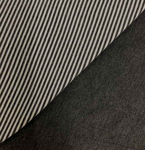 Charcoal-Ivory Mini Stripes Bamboo Jersey - 200 GSM - PER 1/2 Meter (7982592721134)