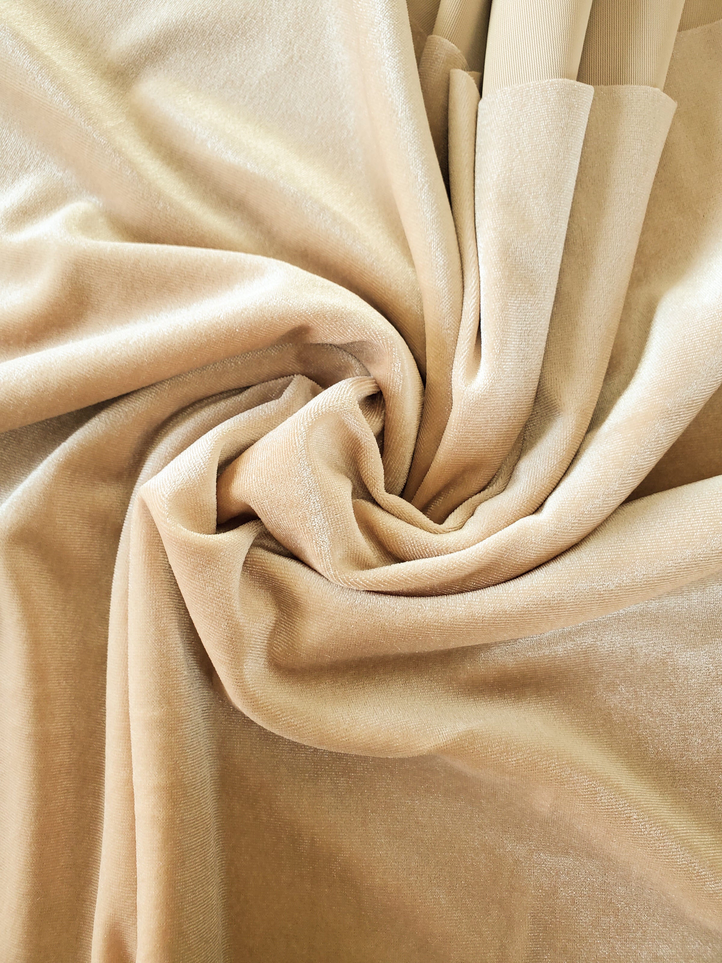 Stretch Velvet- Champagne by the 1/2 metre – Prairie Love Knits