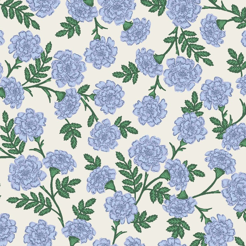 Bramble- Dianthus - Blue - Cotton Poplin - PER 1/4 METRE (7946506830062)