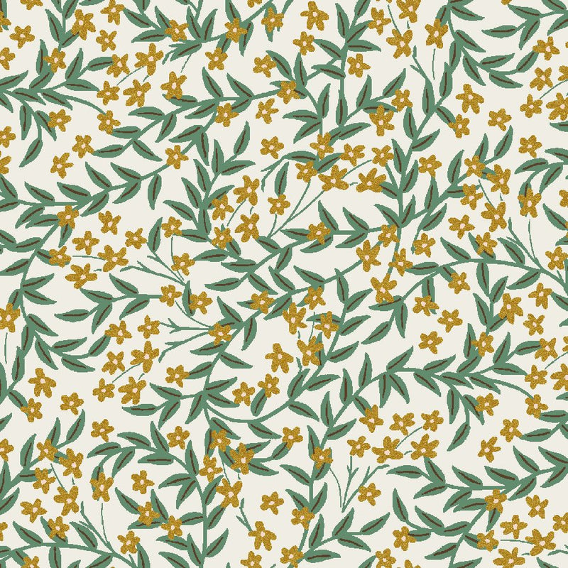 Bramble- Daphne - Gold Metallic - Cotton Poplin - PER 1/4 METRE