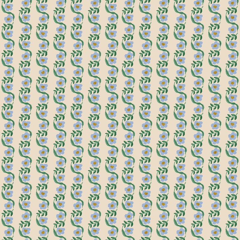 Bramble- Messina Stripe- Blue Metallic- Cotton Poplin - PER 1/4 METRE (7946503192814)