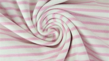 Rose and White Irregular Spaced Stripes, by the 1/2 m, Jersey Knit Fabric, European knits (4646665420860)
