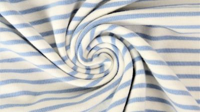 Sky Blue and White Irregular Stripes, by the 1/2 m, Jersey Knit Fabric, European knits (4399870672956)