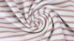 Dusty Rose and Cream Irregular Stripes, by the 1/2 m, Jersey Knit Fabric, European knits (4399860351036)