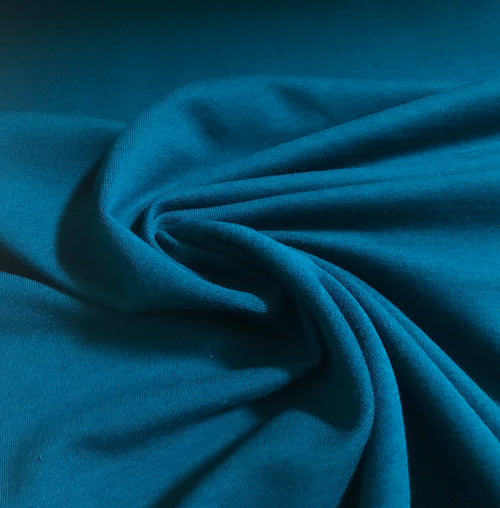 Teal, Bamboo Cotton Stretch French Terry. 270 GSM. PER 1/2 Meter (666087030844)