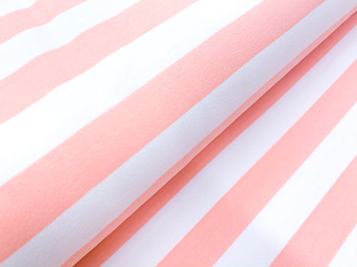 Inch-Wide Stripes- Rose - French Terry Knit Fabric. per 1/2 meter, European Knits (4352259915836)