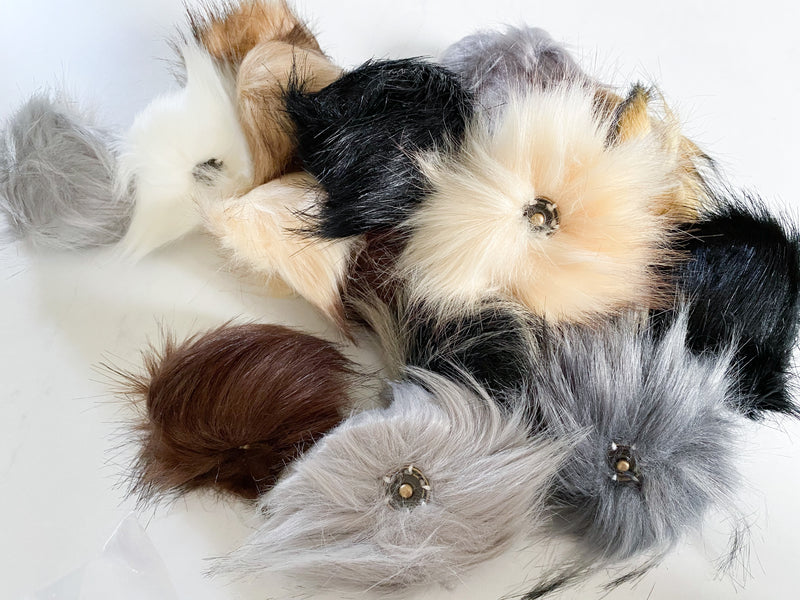 Faux Fur Pom Poms with Snaps (4115320995900)