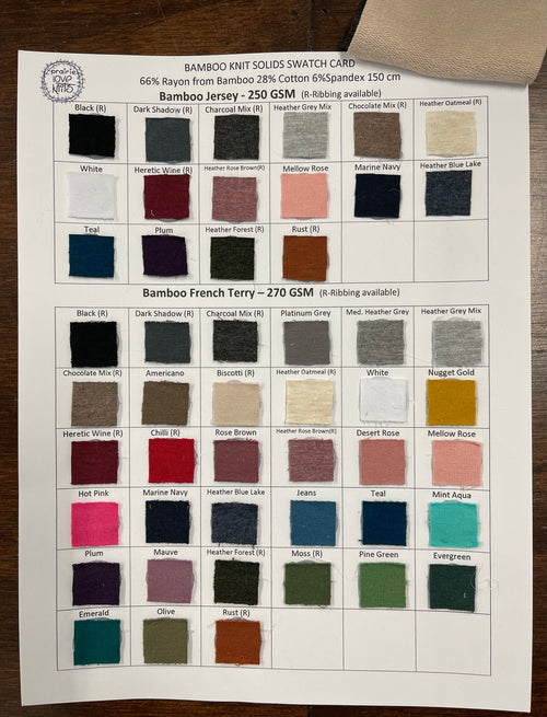 Bamboo Knits - Solids Swatch Card, Samples (4517360500796)