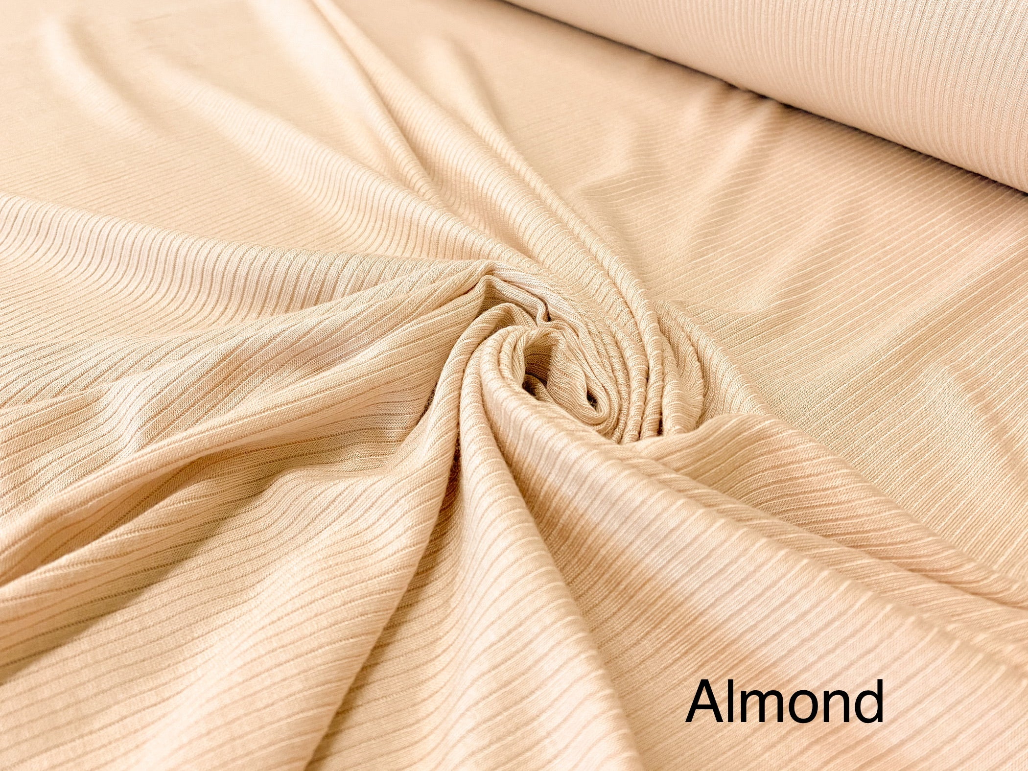 Cali Fabrics Light Tan Cotton/Modal Stretch Lightweight Rib Knit Fabric by  the Yard