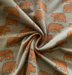 Walking Bears, Army- per 1/2 metre, European French Terry (8034643345646)