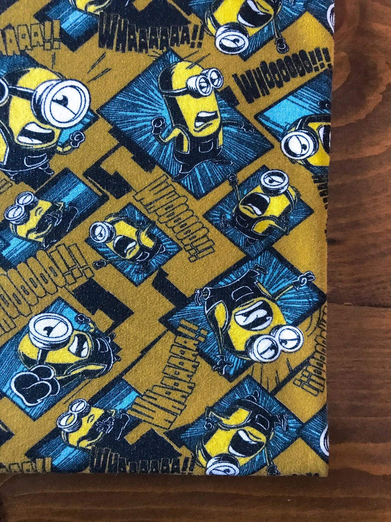 Minions on the Loose- Mustard, Digital Sweat, by the 1/2 metre, European Knits (7955662504174)