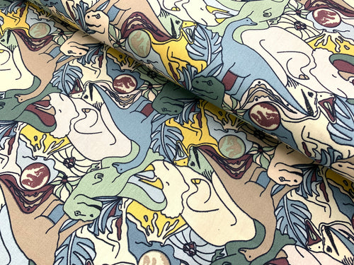 Dino Jungle, Woven Cotton Poplin by the 1/2 METER (6005878587577)