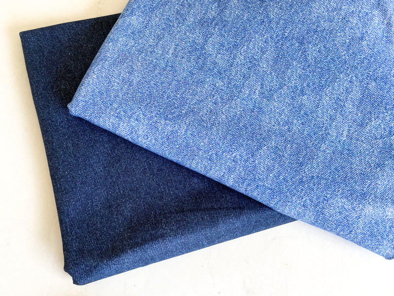 Denim Look Collection- Organic Digital French Terry Knit Fabric by the 1/2 Meter, European knits (6964604633273)