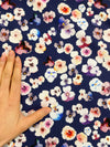 Pansies on Deep Blue - BAMBOO FRENCH TERRY by the 1/2 metre (8043618795758)