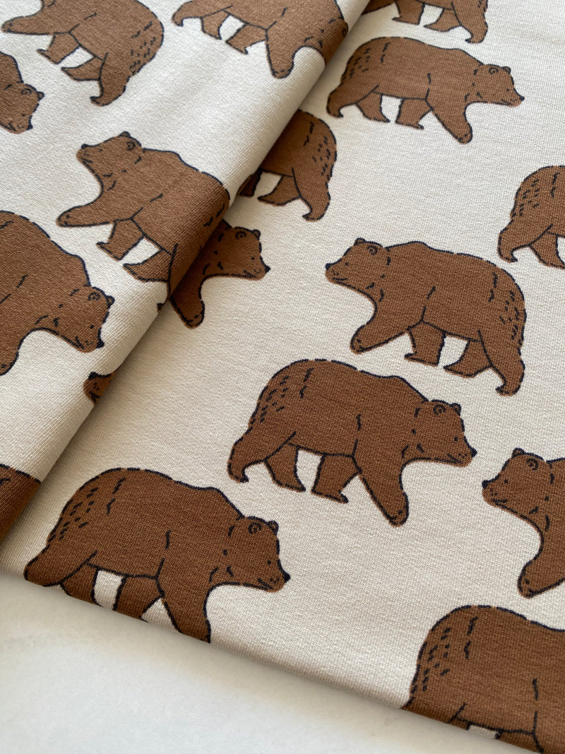 Walking Bears, Almond - per 1/2 metre, French Terry (8034641641710)