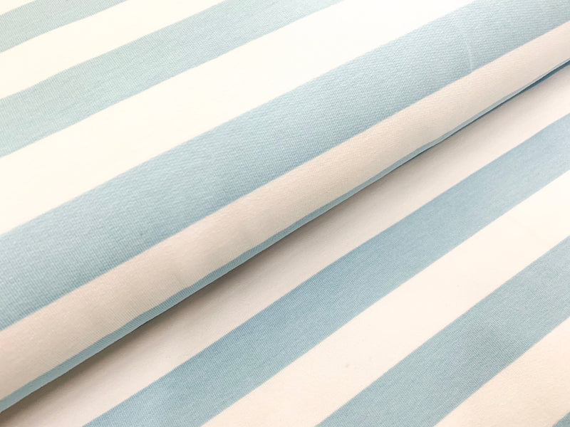 Inch-Wide Stripes- Light Blue - French Terry Knit Fabric. per 1/2 meter, European Knits (4352260374588)
