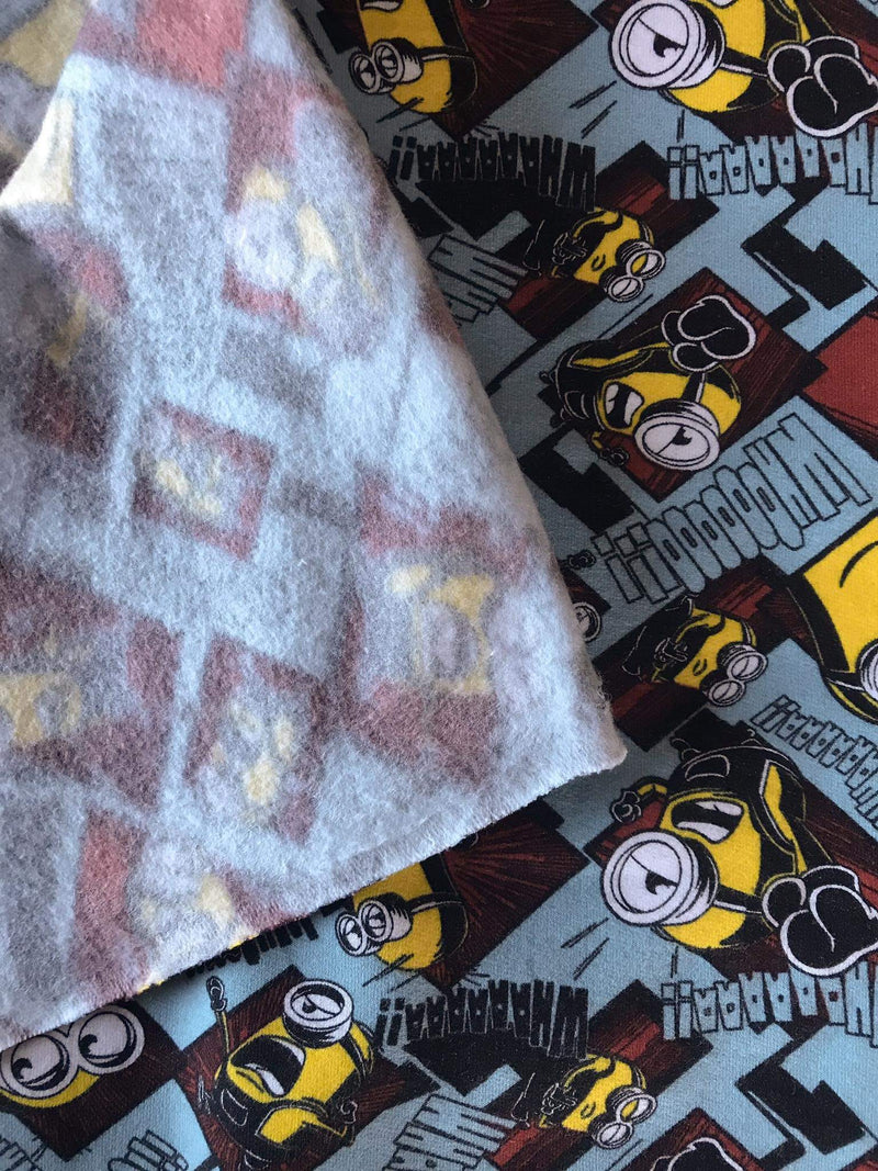 Minions on the Loose- Blue, Digital Sweat, by the 1/2 metre, European Knits (7955662766318)