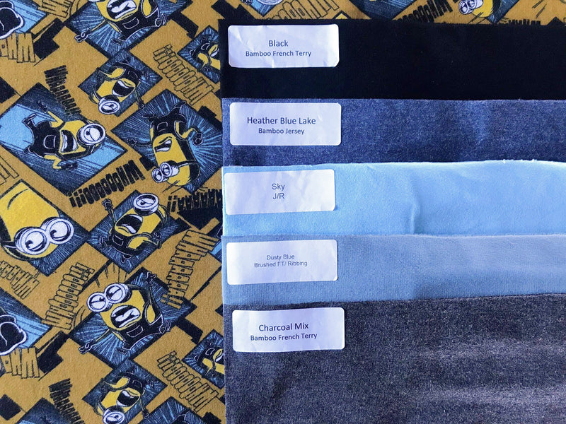 Minions on the Loose- Mustard, Digital Sweat, by the 1/2 metre, European Knits (7955662504174)