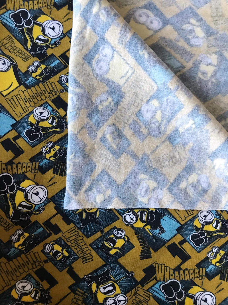 Minions on the Loose- Mustard, Digital Sweat, by the 1/2 metre, European Knits (7955662504174)