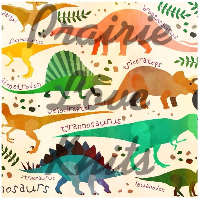 R42 PREORDER - Watercolour Dinosaurs - by the 1/2 metre (7909310988526) (7991890444526)