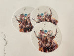 Vinyl Sticker - Highland Floral Cow- Round (7911838154990)
