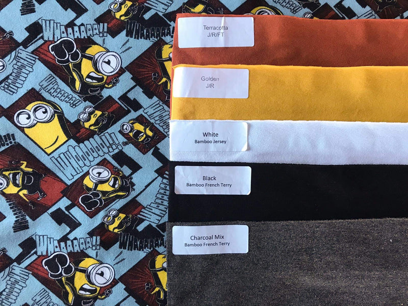 Minions on the Loose- Blue, Digital Sweat, by the 1/2 metre, European Knits (7955662766318)